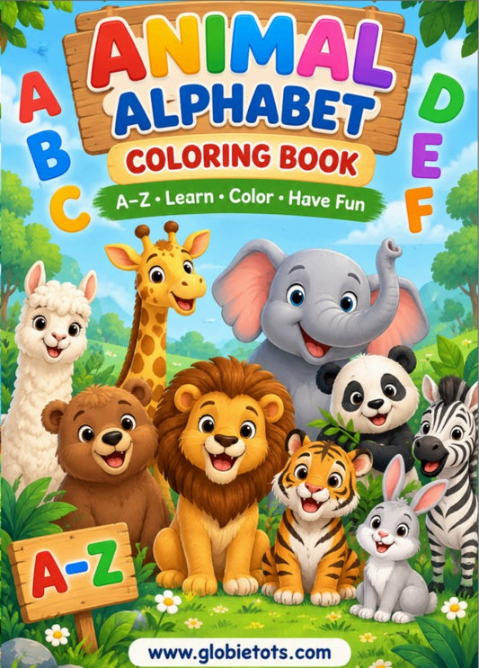 ABC Animal Safar by GlobieTots: Alphabet Coloring Book for Toddlers & Preschoolers
